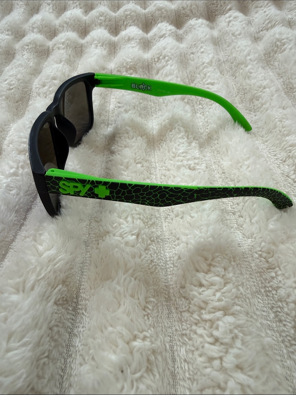 SPY Black Frame Sunglasses with Lime Green Patterned Arms